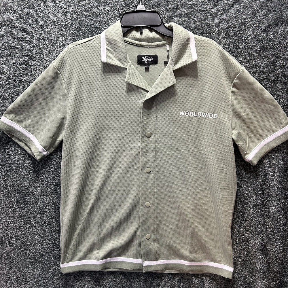 Eighty Eight Mens Size S Green Short Sleeve Worldwide Snap Button Up Shirt